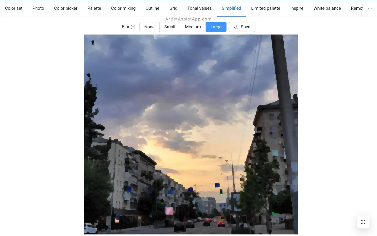 Smoothing out and simplifying a reference photo in ArtistAssistApp