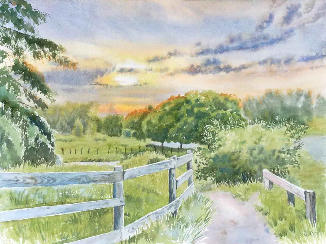 Kyiv Botanical Garden watercolor painting by Irina Khist