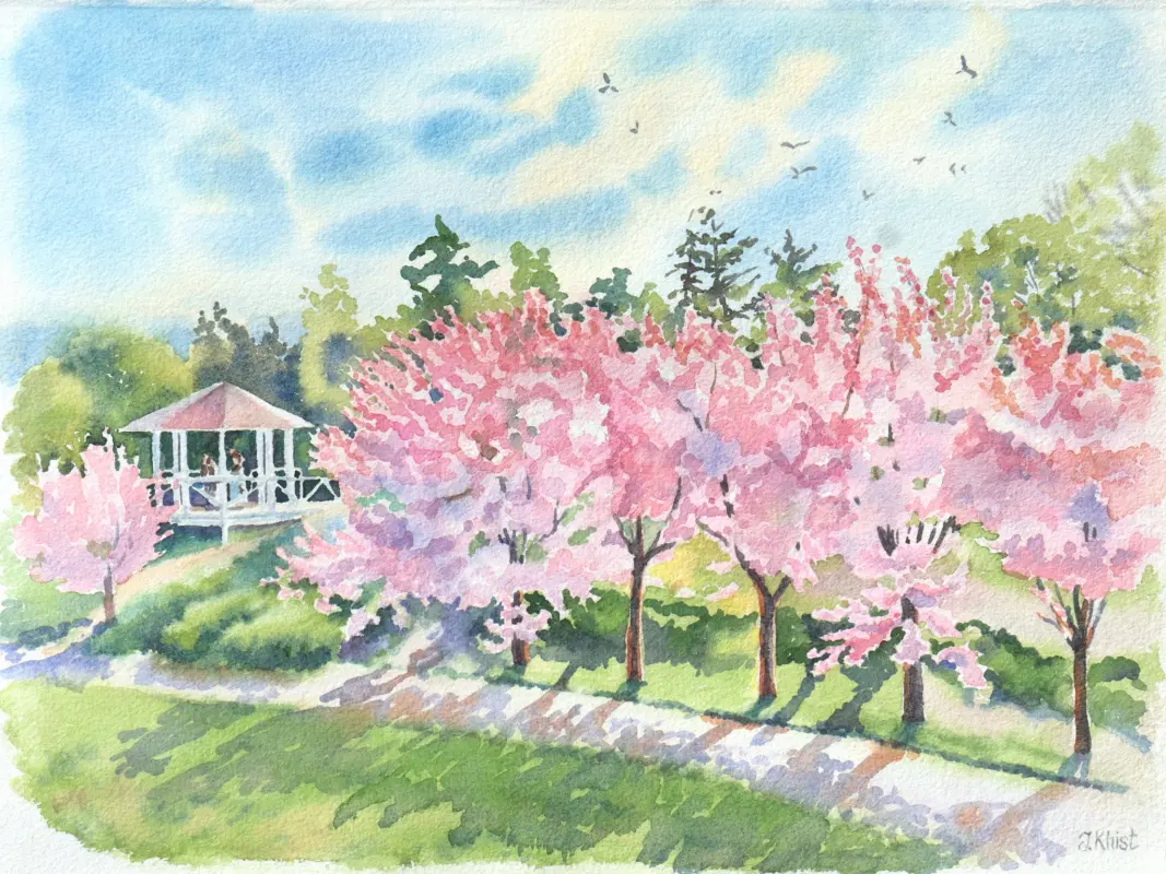 Kyiv Botanical Garden watercolor painting by Irina Khist