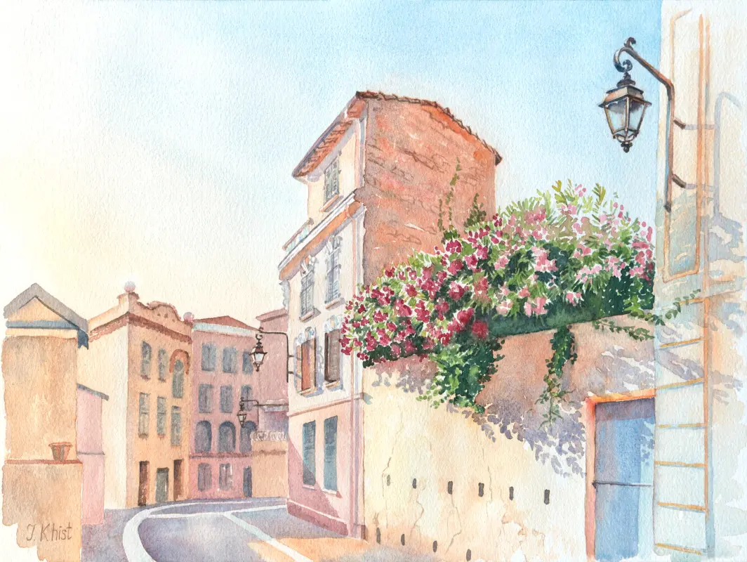 Cannes old town quarter, a painting by Irina Khist