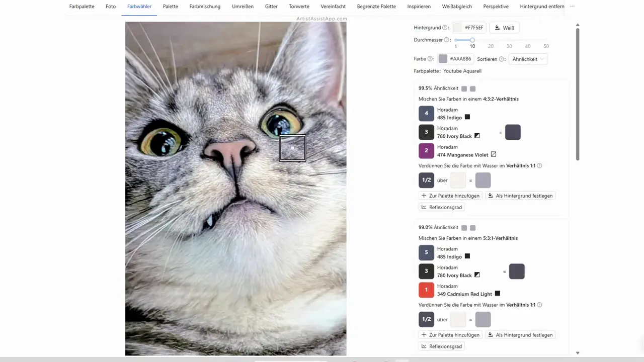 Accurately mixing any color from a photo using ArtistAssistApp