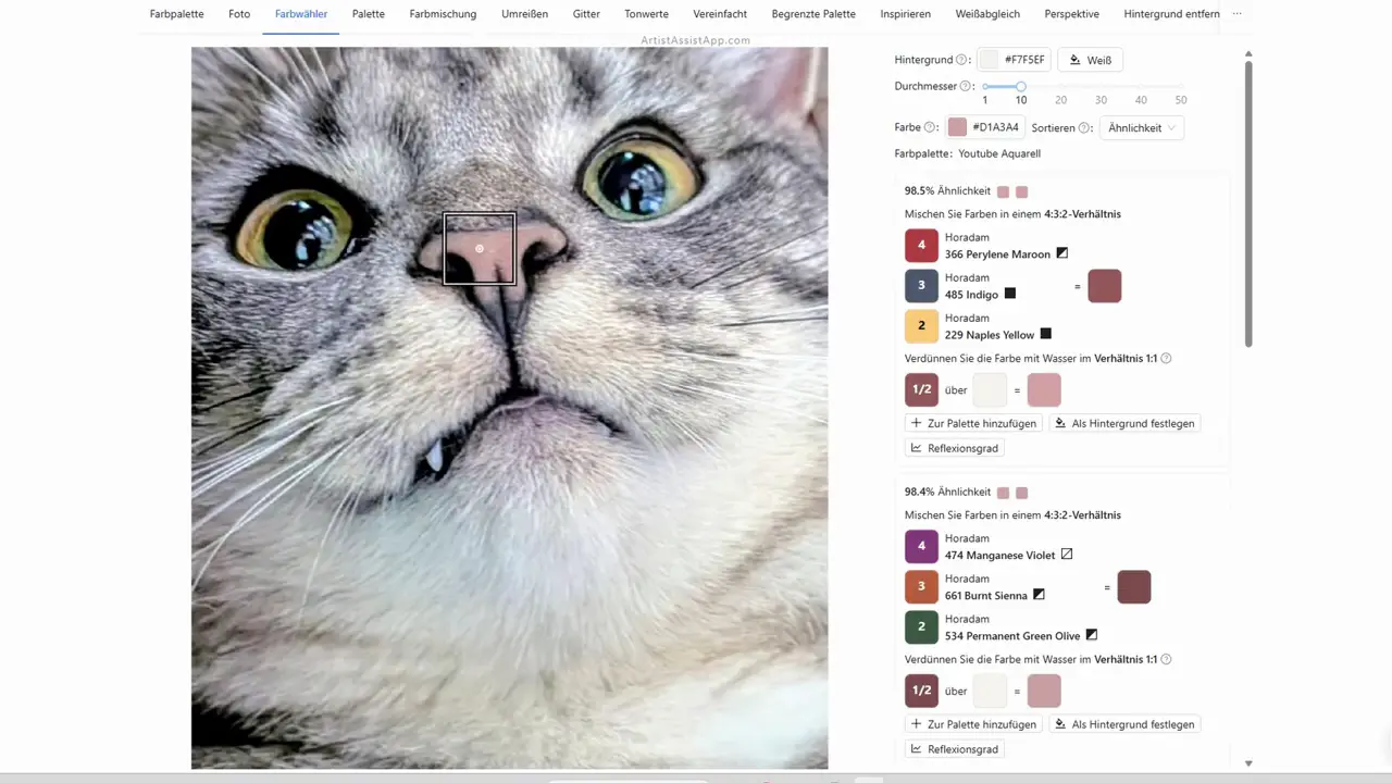 Accurately mixing any color from a photo using ArtistAssistApp