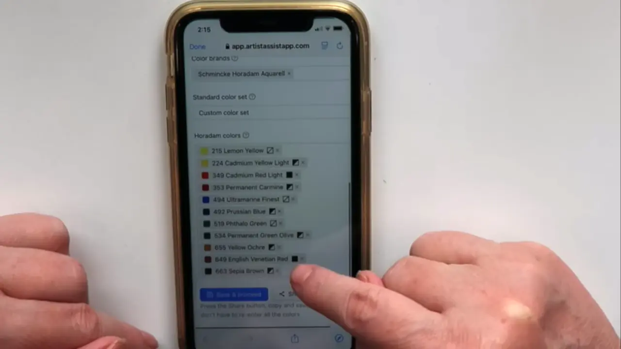 Creating a color set in ArtistAssistApp