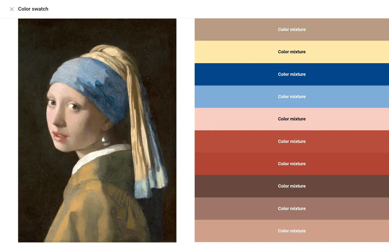 The color swatch palette mode in ArtistAssistApp