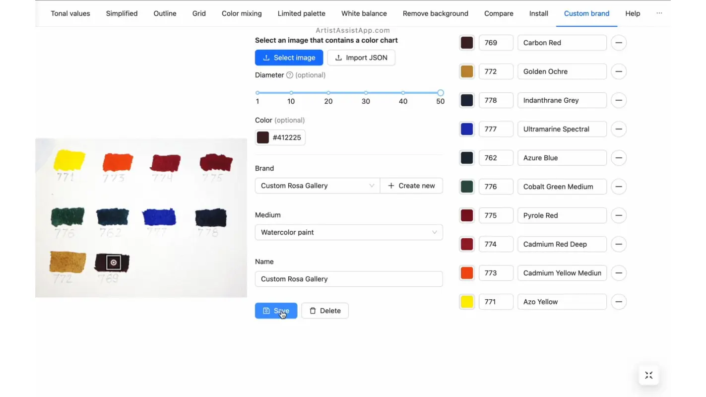 Adding a custom color brand in ArtistAssistApp