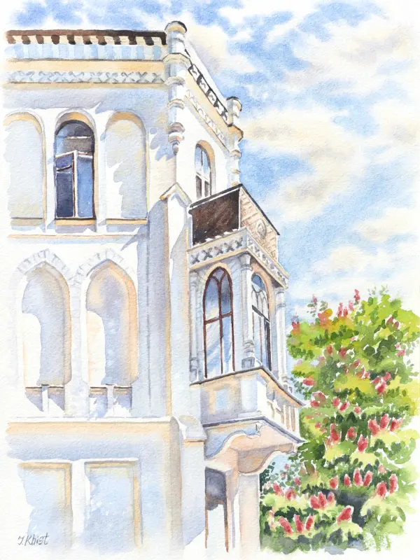 Kyiv downtown watercolor painting by Irina Khist