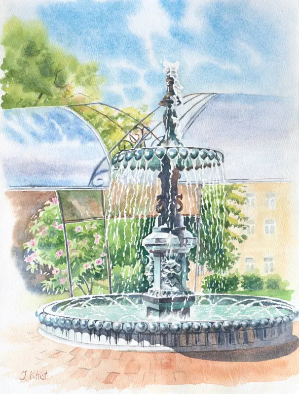 Termen fountain watercolor painting by Irina Khist