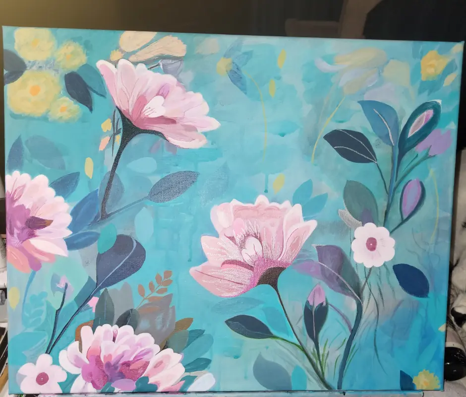 Garden flowers, a painting by Tanya Watson