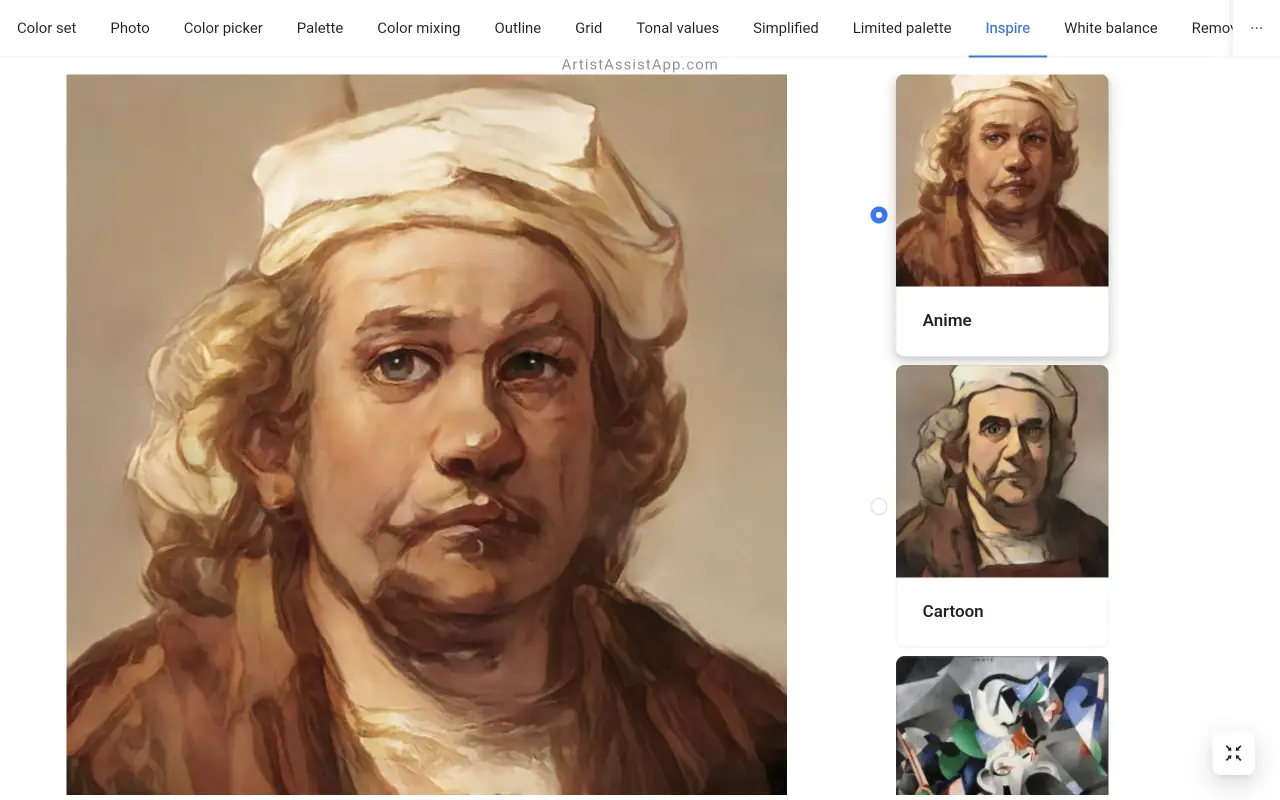 Applying artistic style to a portrait photo for inspiration