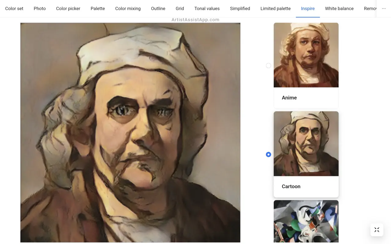 Applying artistic style to a portrait photo for inspiration