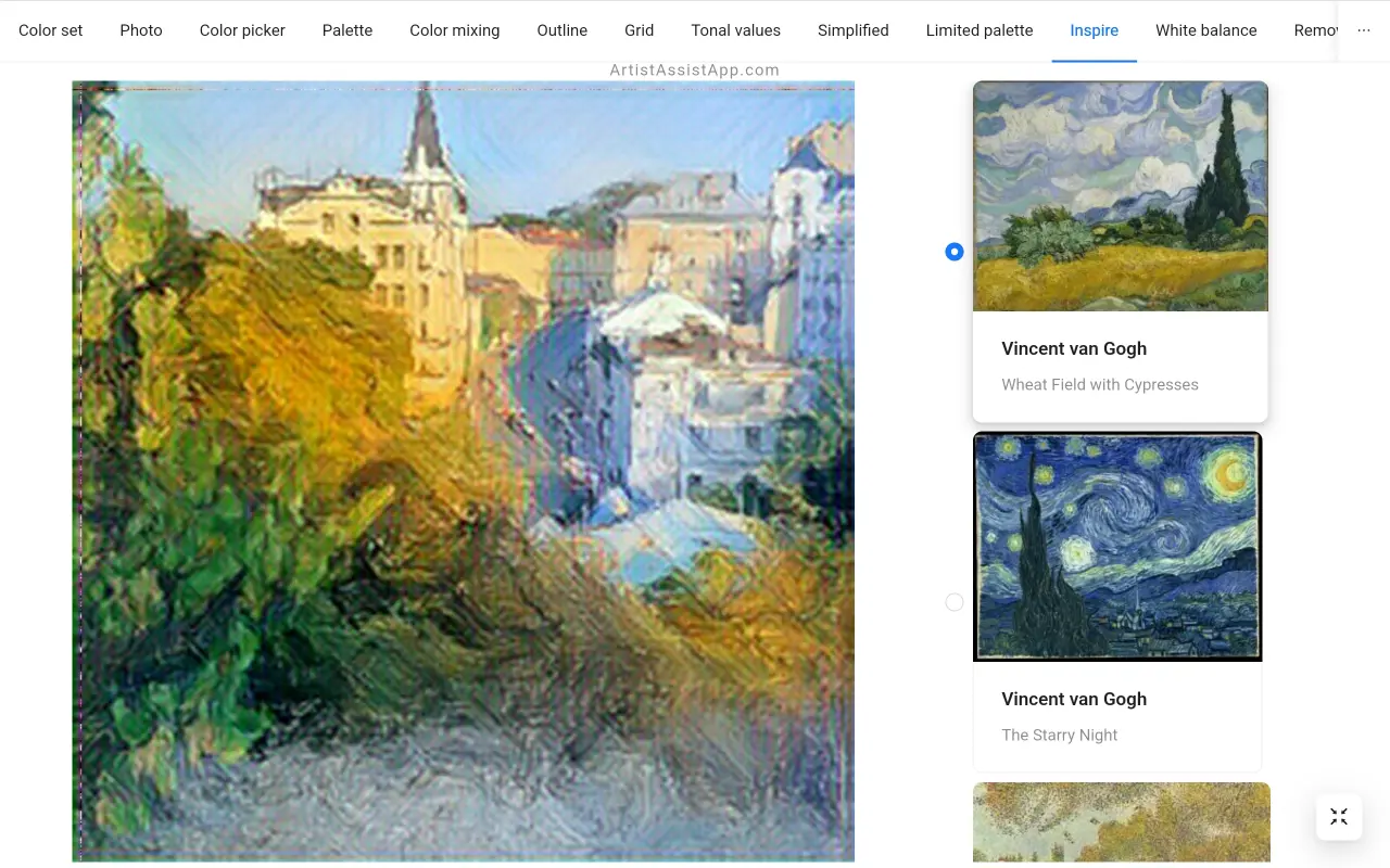 Applying different artistic styles to photos in ArtistAssistApp