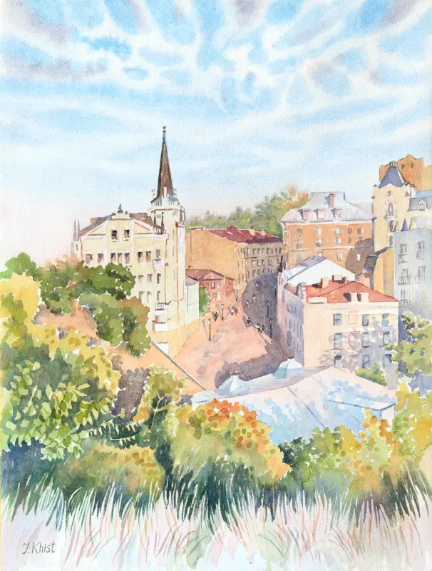 Kyiv hills view, a painting by Irina Khist