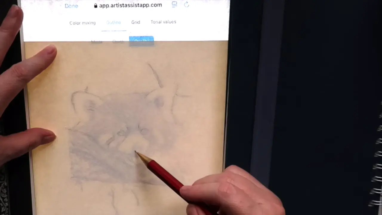 Tracing a printed outline created with ArtistAssistApp