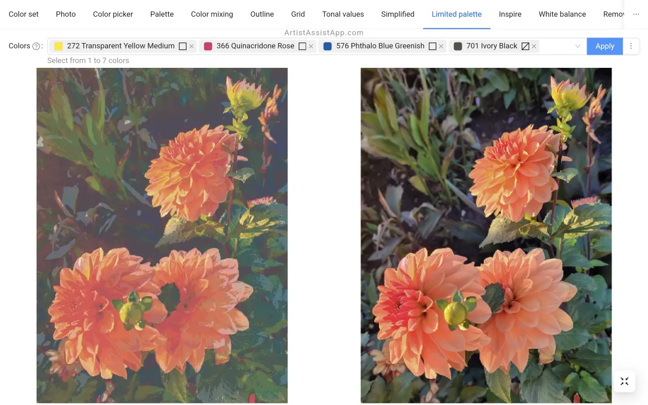 Mastering limited palettes in ArtistAssistApp