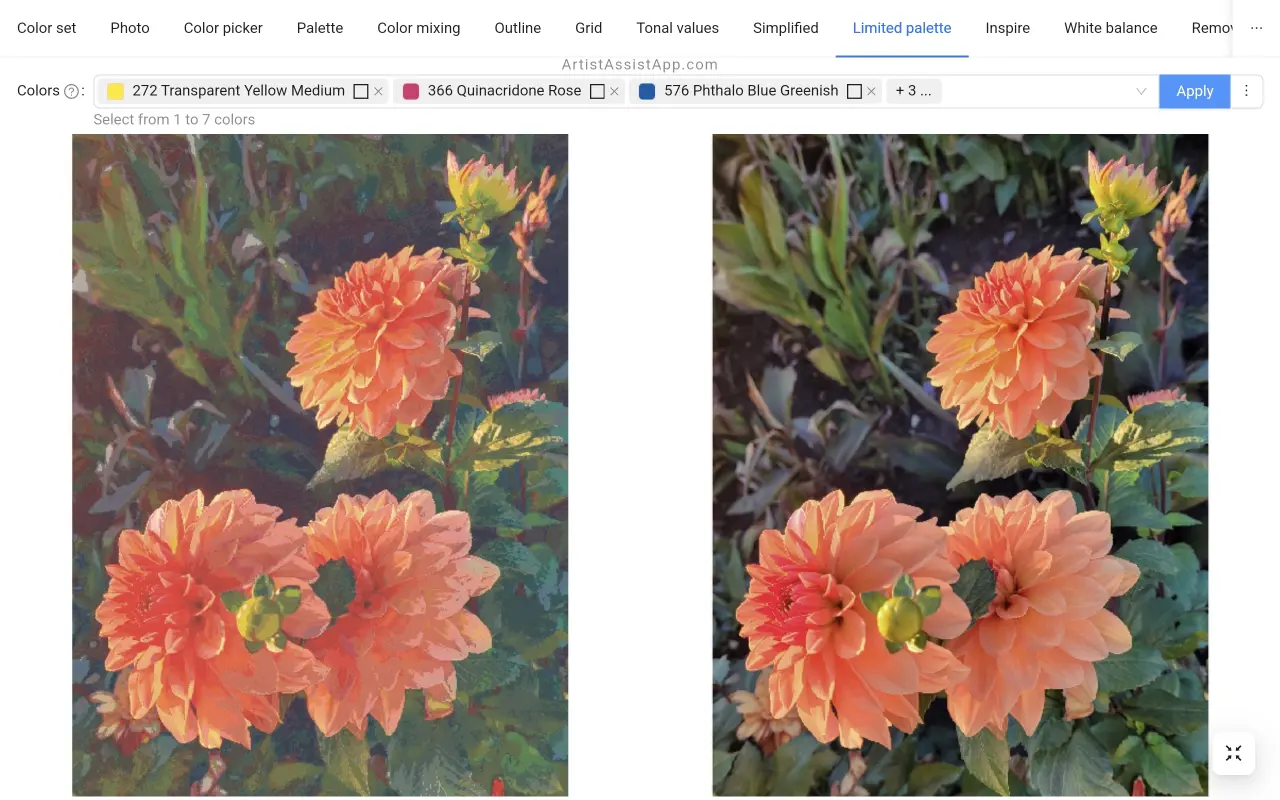 Mastering limited palettes in ArtistAssistApp