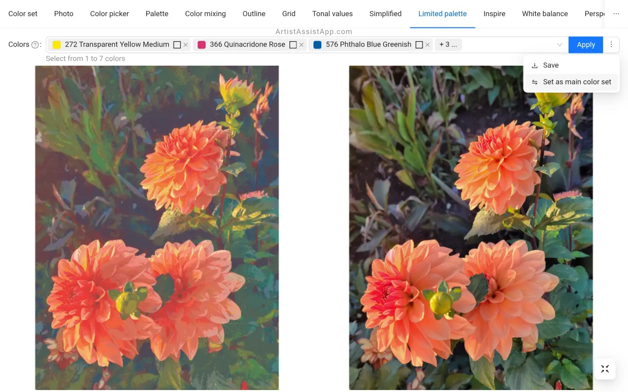 Mastering limited palettes in ArtistAssistApp