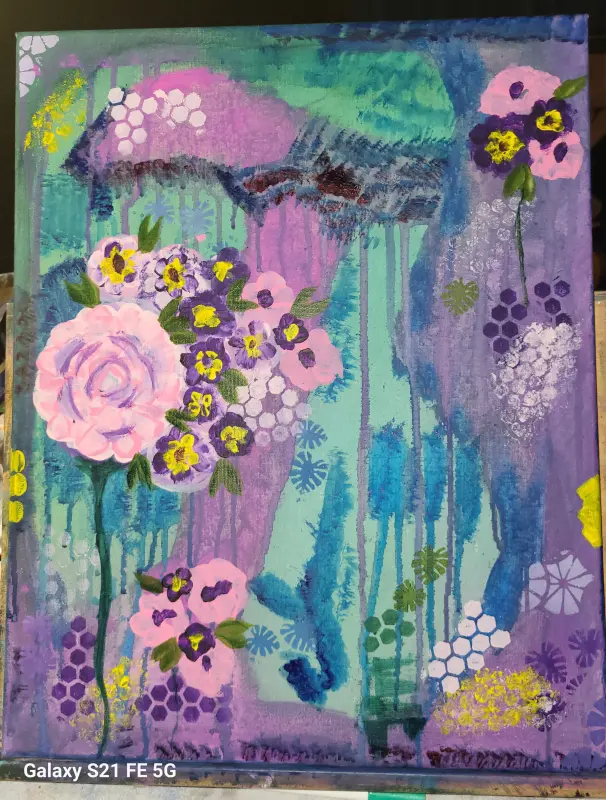 No name abstract flowers, a painting by Tanya Watson