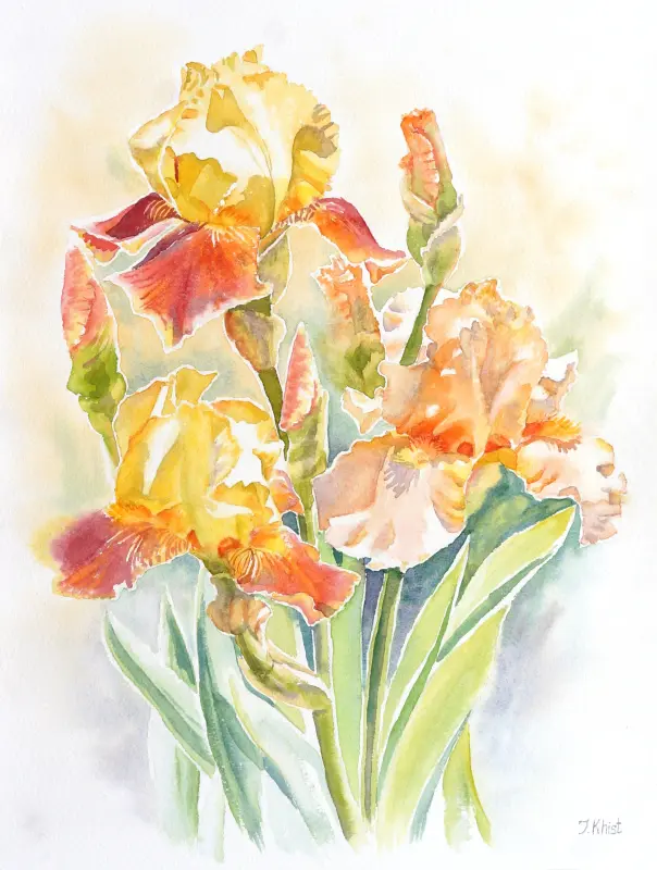 Orange irises, a painting by Irina Khist