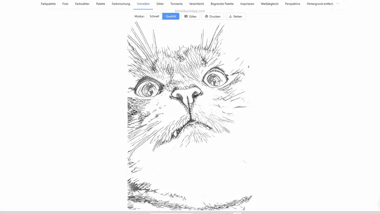 Converting a photo into an outline in ArtistAssistApp