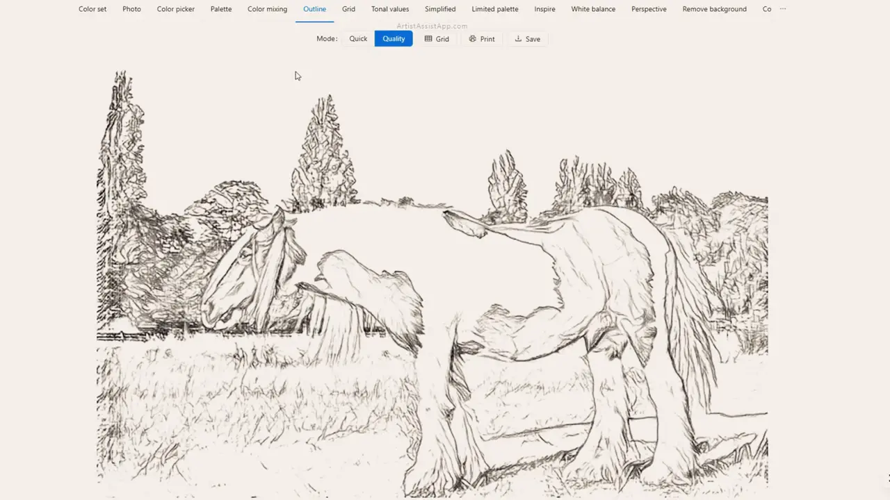 Converting a photo into an outline in ArtistAssistApp