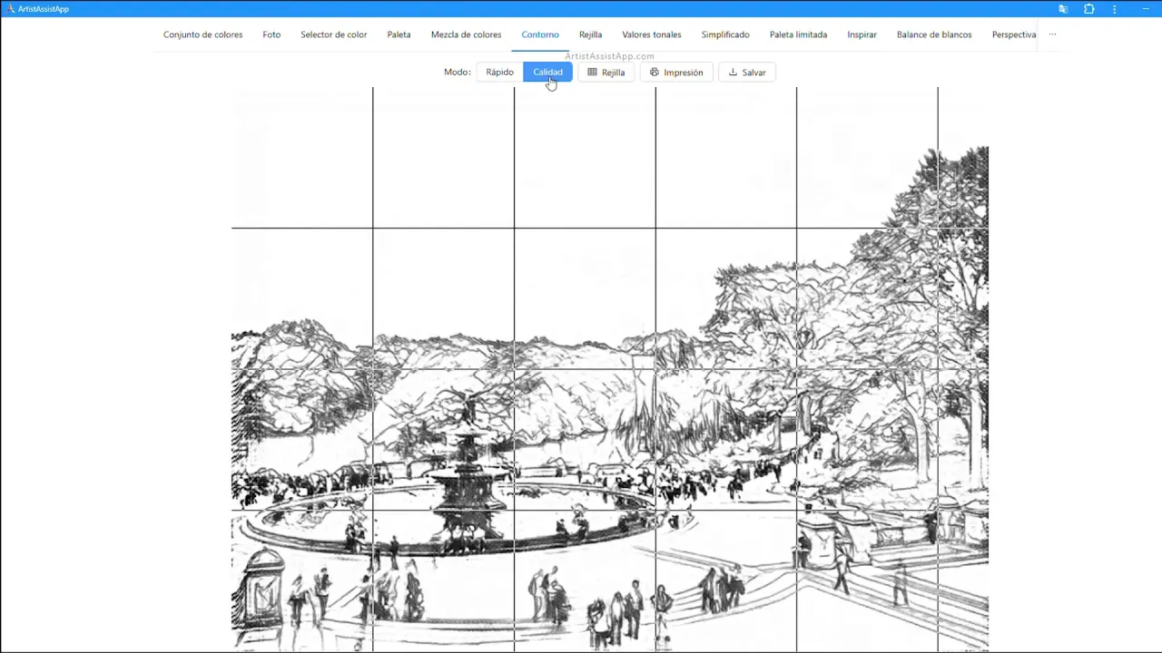 Converting a photo into an outline in ArtistAssistApp