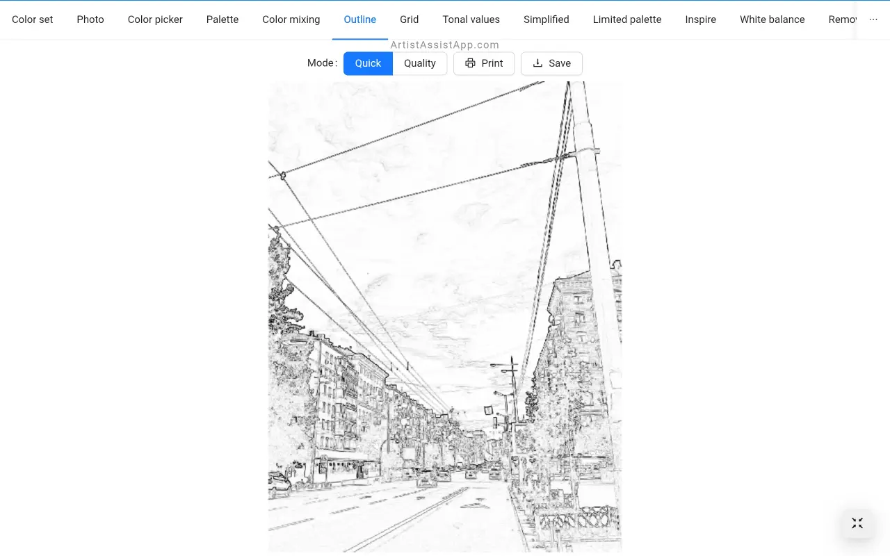Converting a photo into an outline in ArtistAssistApp