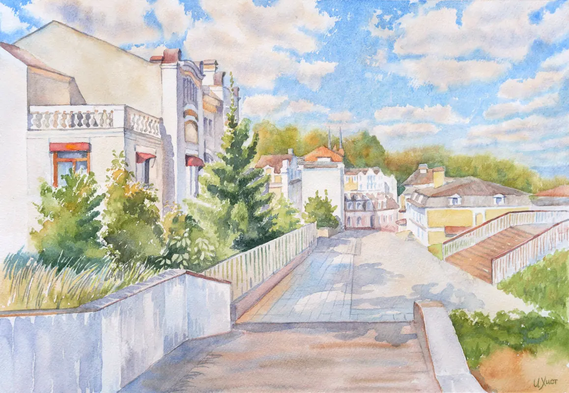 Peizazhna Alley watercolor painting by Irina Khist