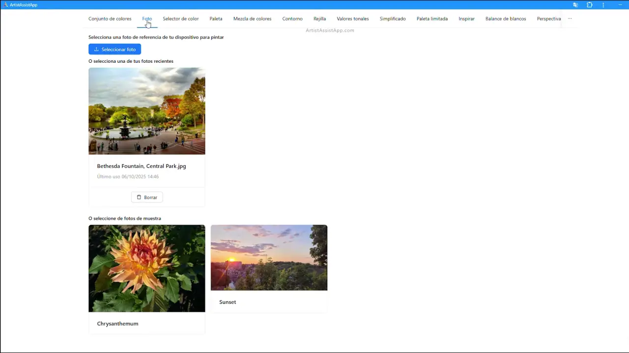 Selecting a reference photo in ArtistAssistApp