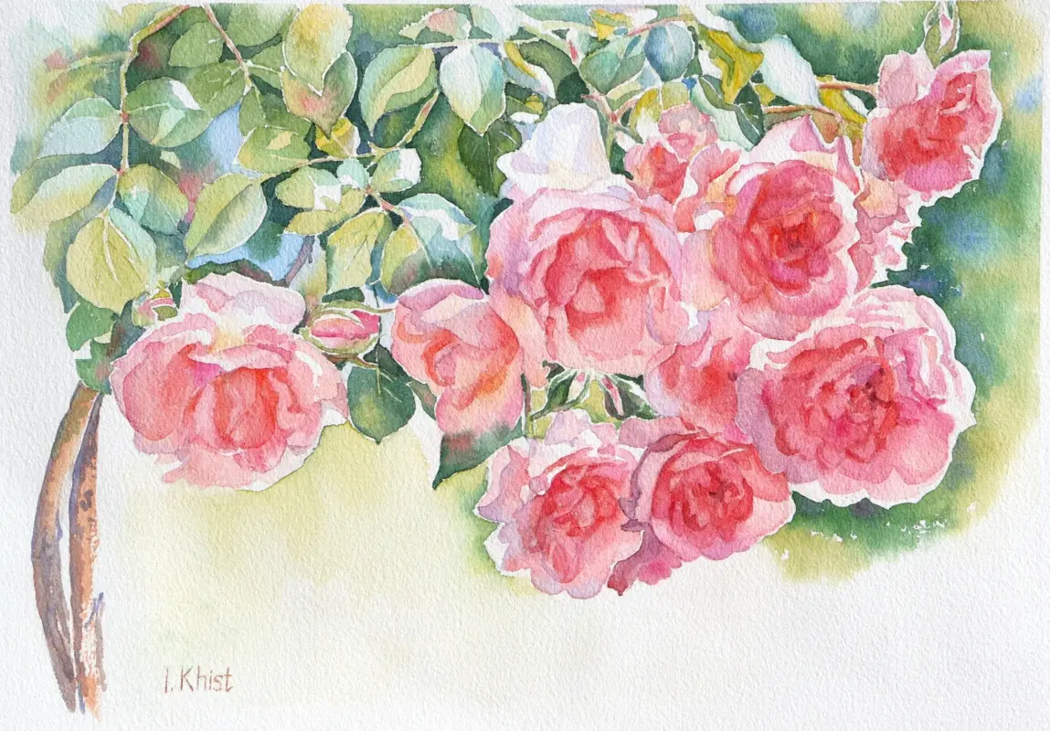 Pink roses, a painting by Irina Khist