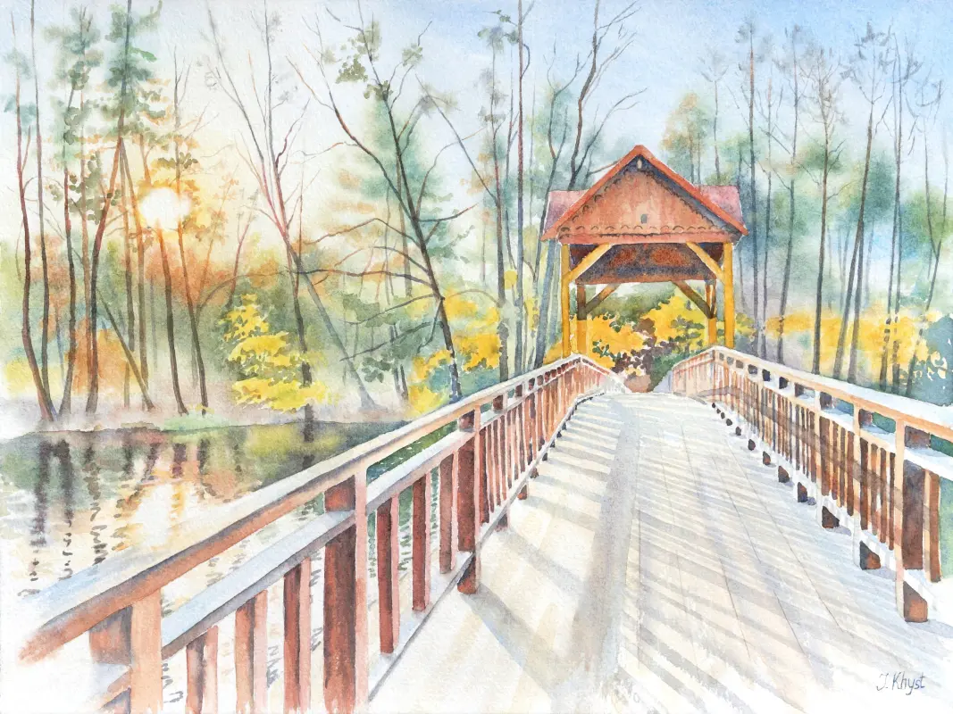 Pushcha Vodytsia Park watercolor painting by Irina Khist