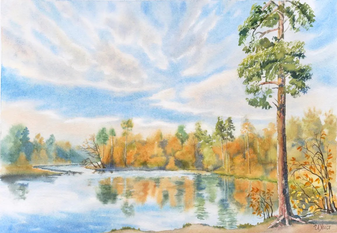 Pushcha Vodytsia Park watercolor painting by Irina Khist