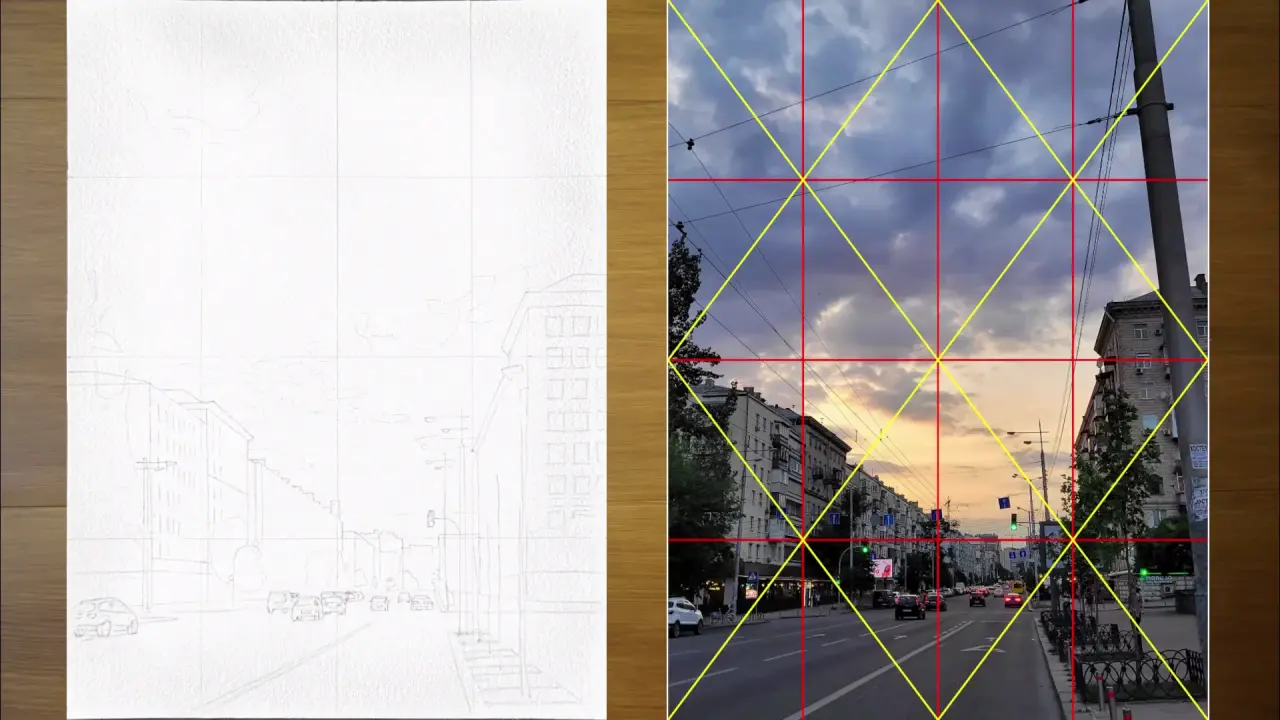 Drawing with the grid method (4x4 grid)