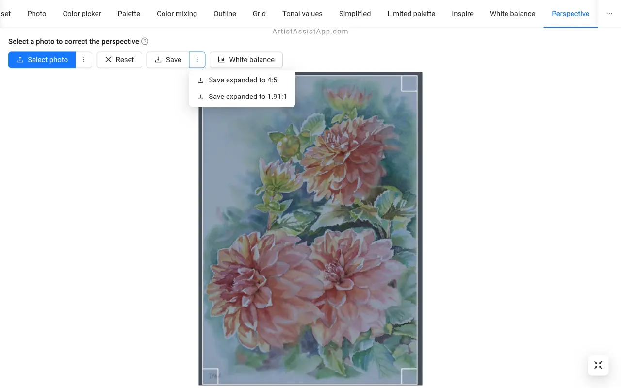 Saving adjusted images in ArtistAssistApp