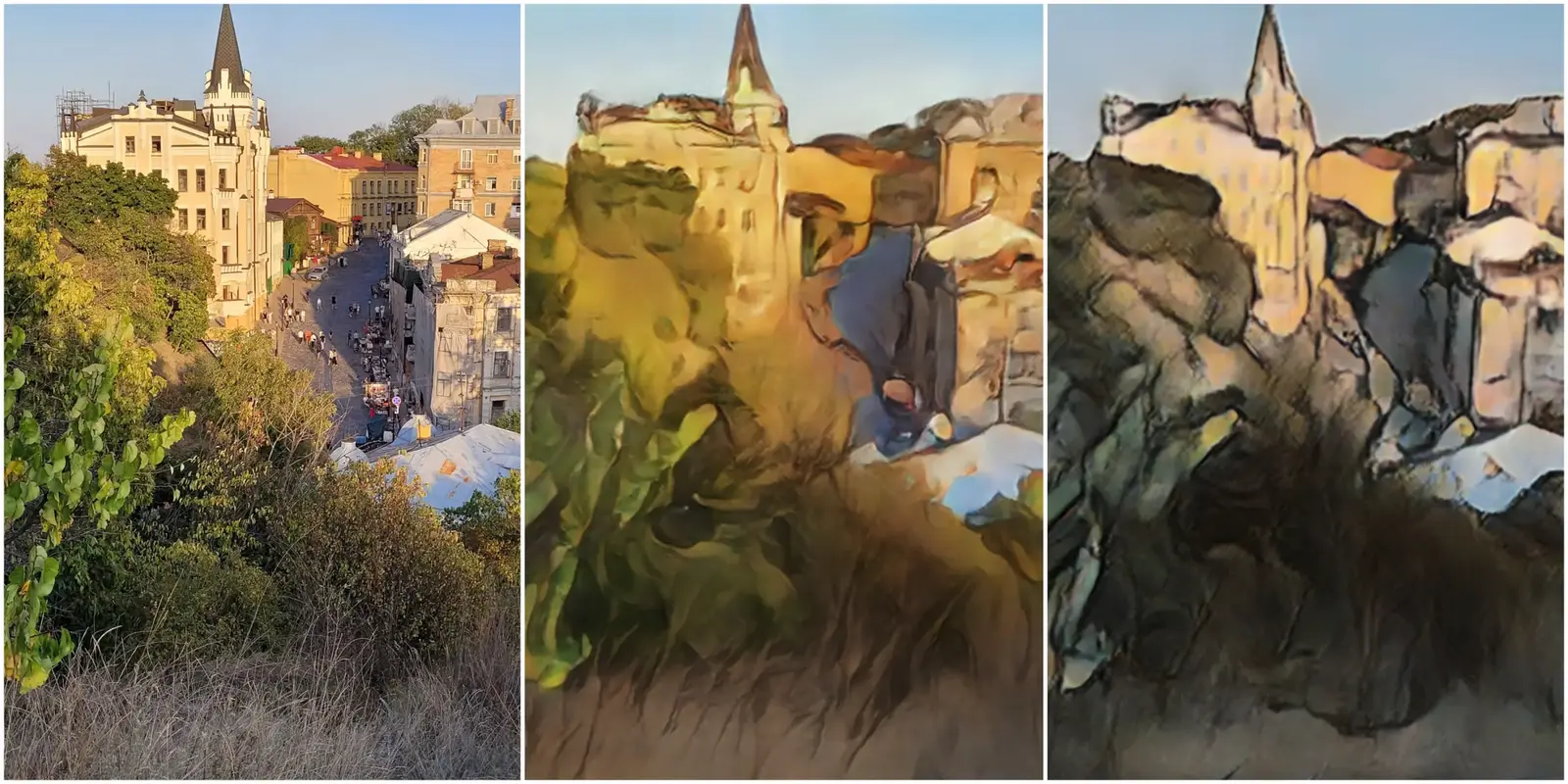 Various artistic styles applied to a reference photo for inspiration