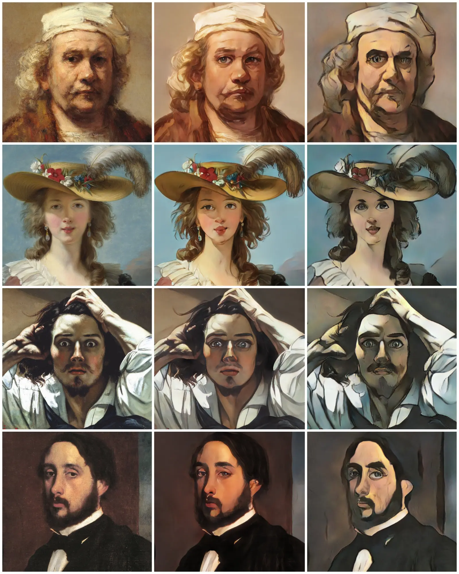 Various artistic styles applied to portrait photos for inspiration