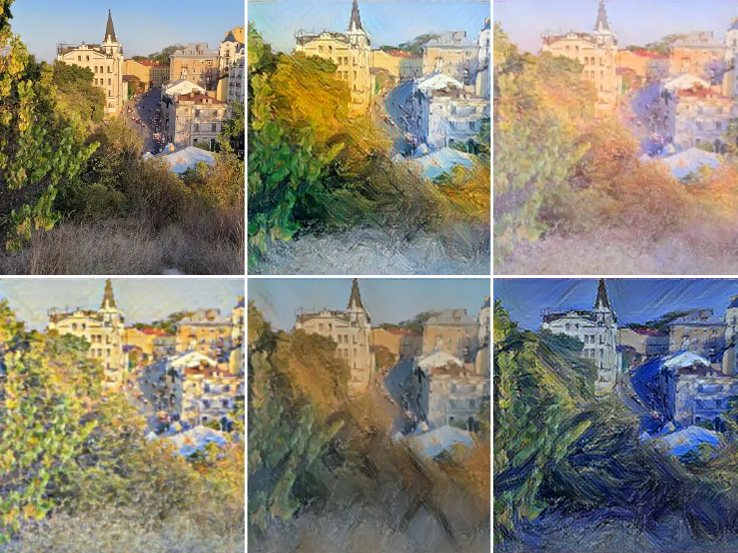 Various artistic styles applied to a reference photo for inspiration