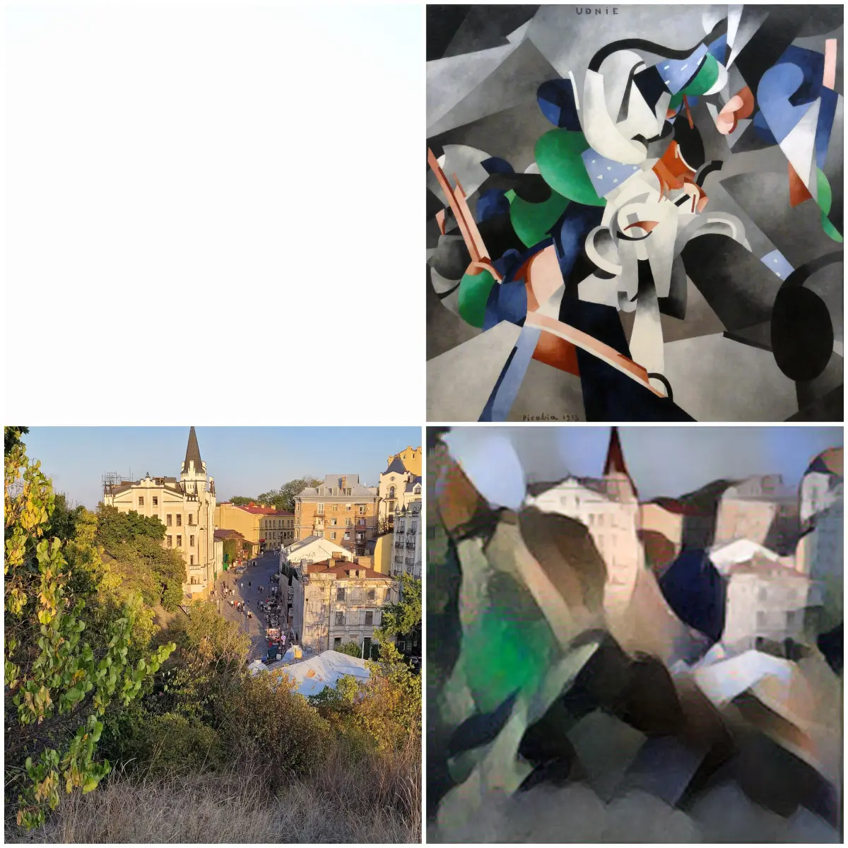 Various artistic styles applied to a reference photo for inspiration