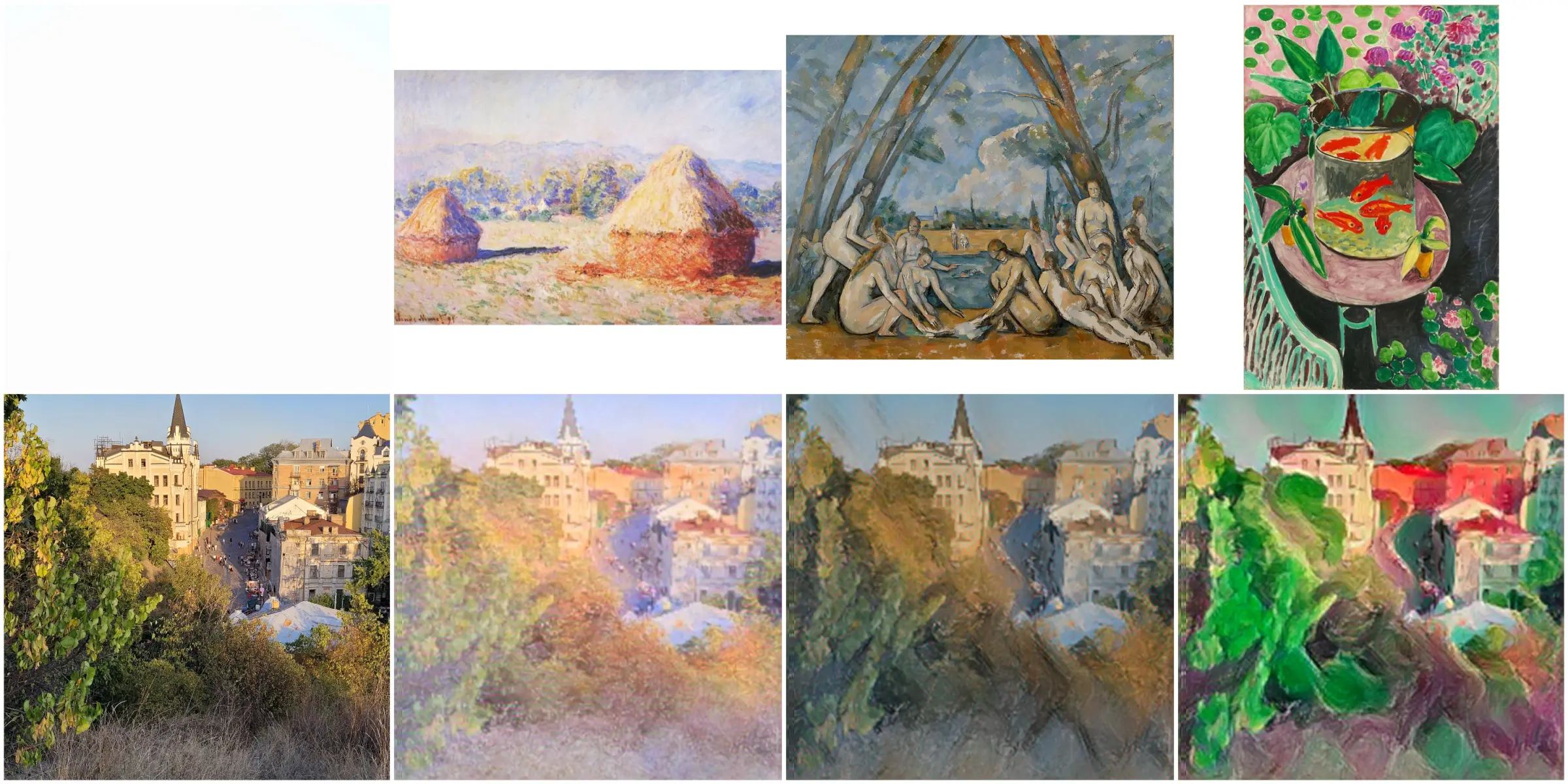 Various artistic styles applied to a reference photo for inspiration