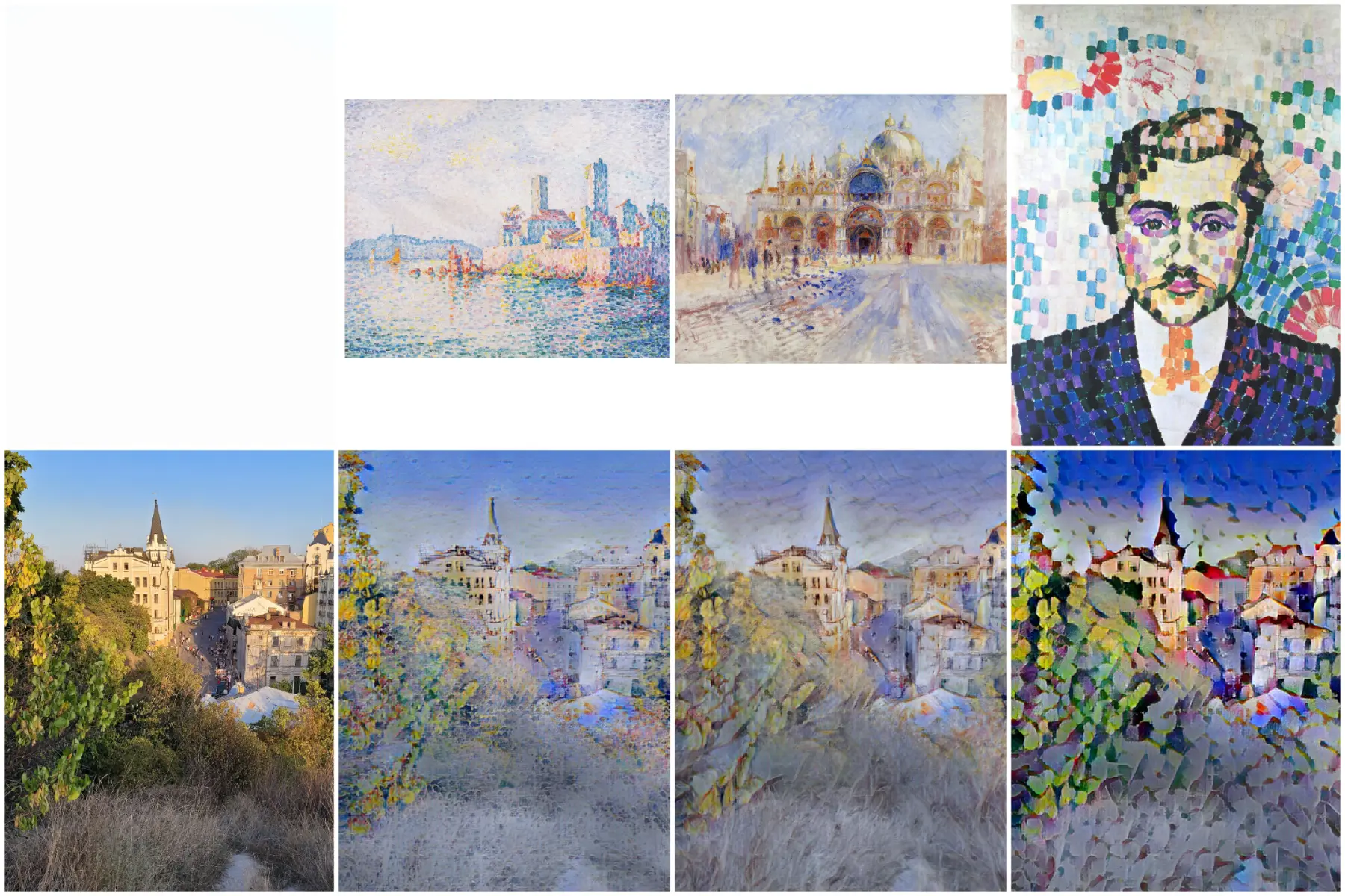 Various artistic styles applied to a reference photo for inspiration