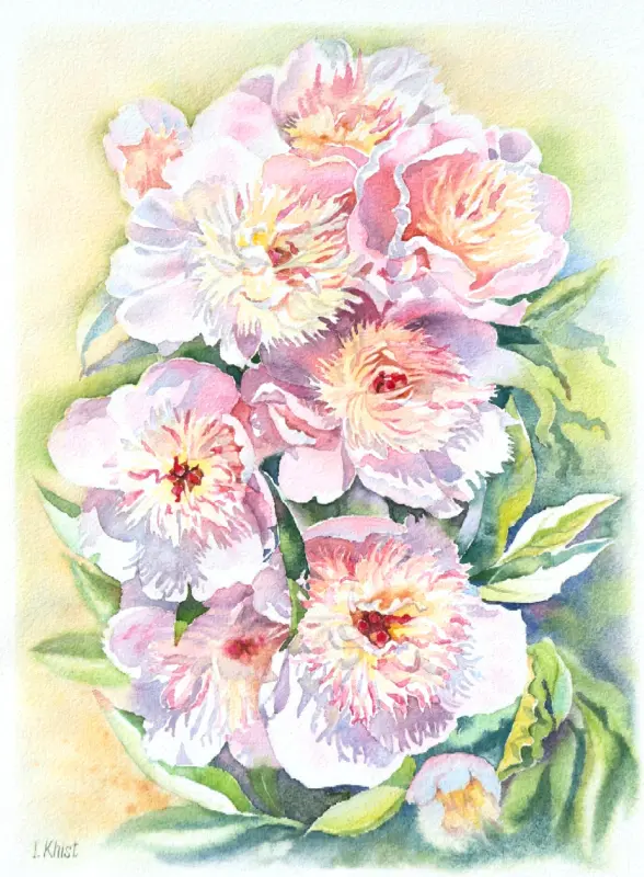 Sunny peonies, a painting by Irina Khist