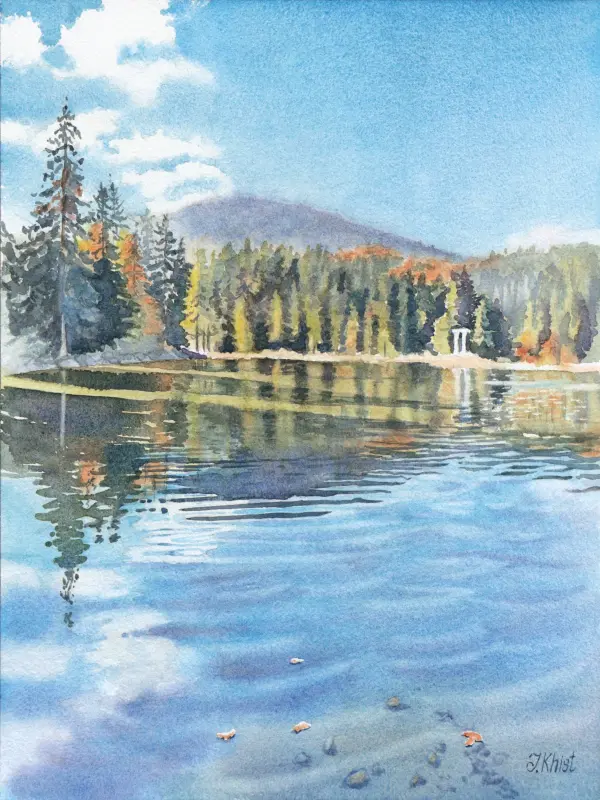 The forest lake, a painting by Irina Khist