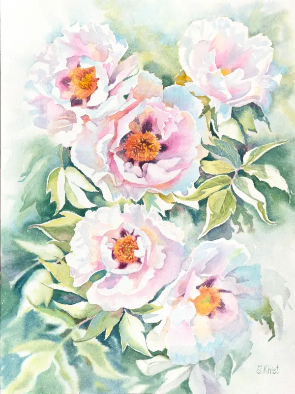 Tree peonies, a painting by Irina Khist