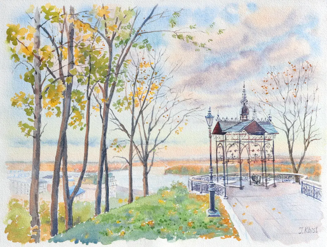 Volodymyr Hill Park watercolor painting by Irina Khist