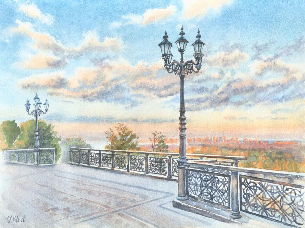 Volodymyr Hill Park watercolor painting by Irina Khist