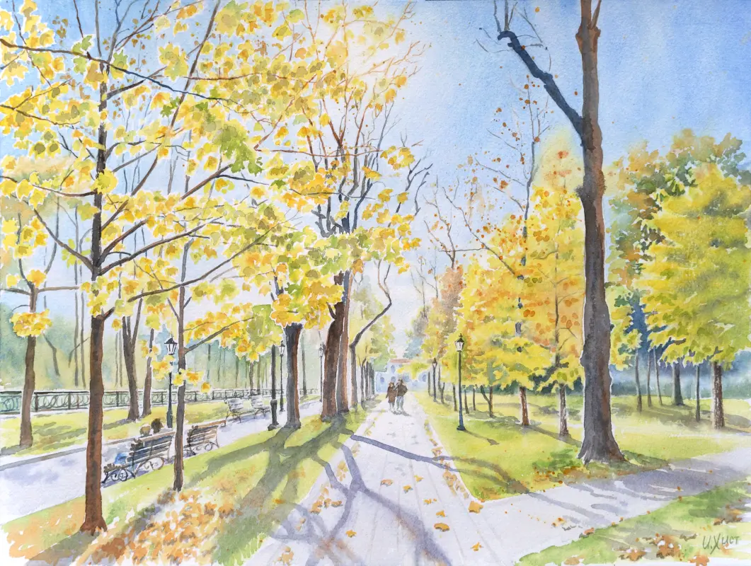 Volodymyr Hill Park watercolor painting by Irina Khist