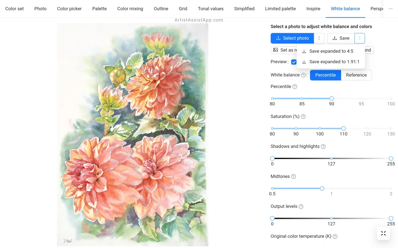Saving adjusted images in ArtistAssistApp