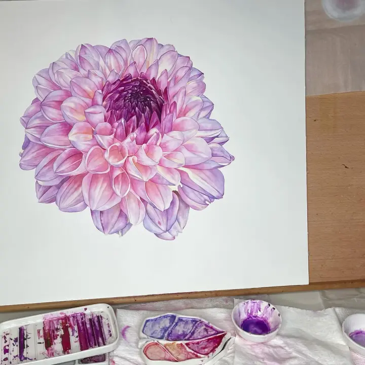Wine eyed jill dahlia painting by Stacy Ann Pugh