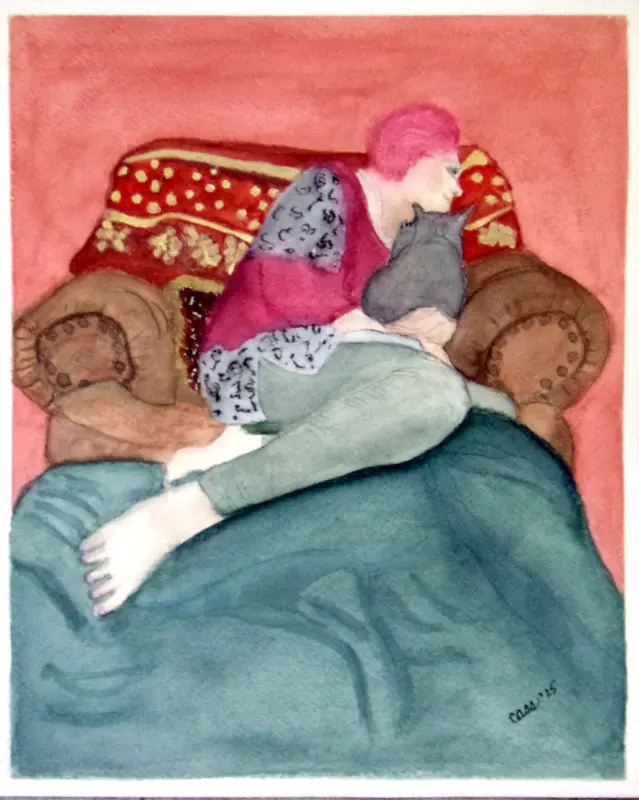 With Bella, a painting by Cass Glickman