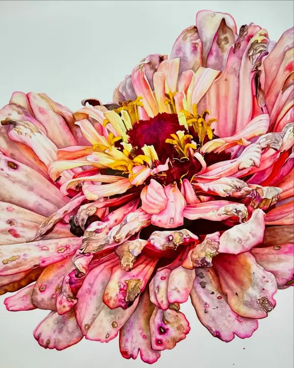 Zinnia painting by Stacy Ann Pugh